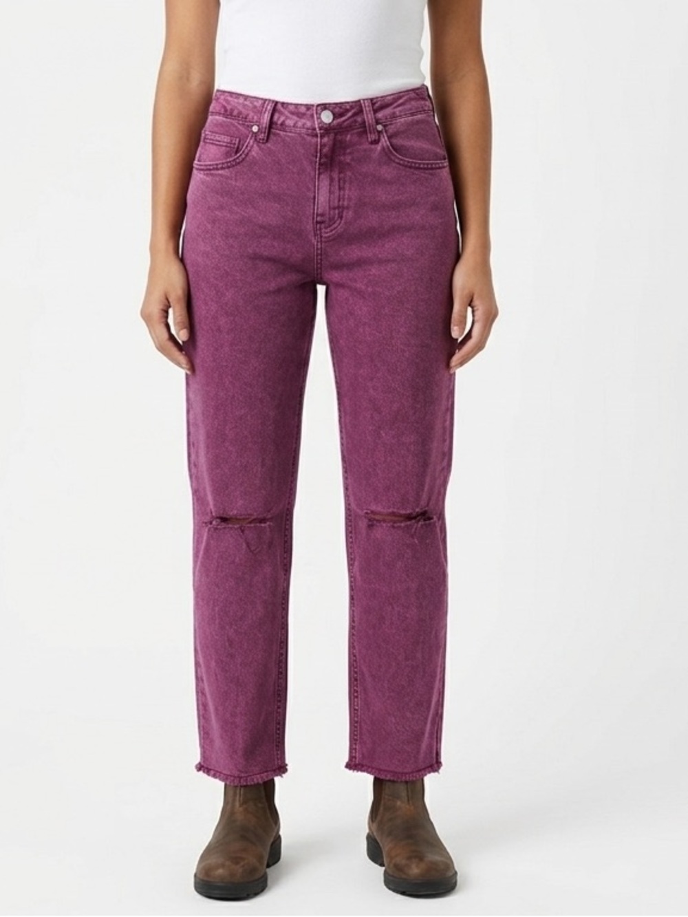 NWT Cleo + Wolf Purple High-Rise Straight Jeans size 28/27